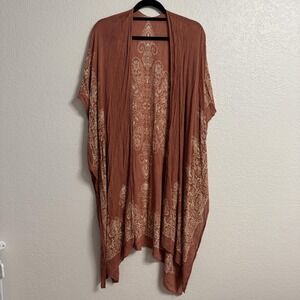 Lulus Rust Paisley Kimono Boho Lightweight One Size